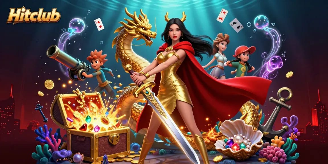 Win big at Hitclub with vibrant visuals of an enchanting warrior queen surrounded by treasure!