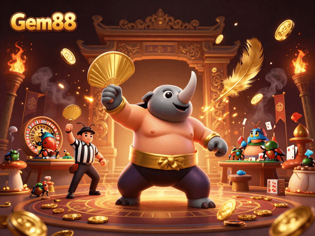 Experience Gem88's exciting live casino thrills within a vibrant and dynamic illustration.
