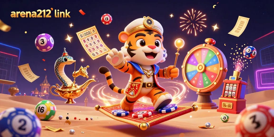 Melihat arena212 link untuk permainan lotere dinamis dengan karakter kartun yang berwarna-warni.