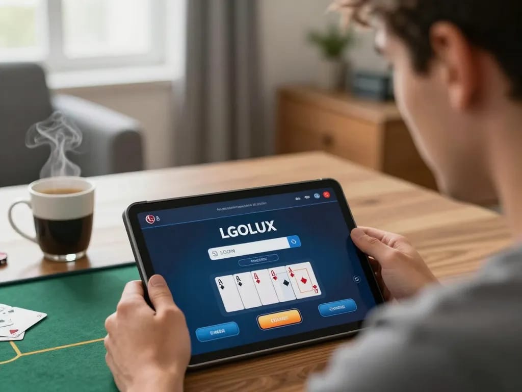 Engage in strategic gameplay with LGOLUX LOGIN on your tablet at home, enjoying a cozy atmosphere.