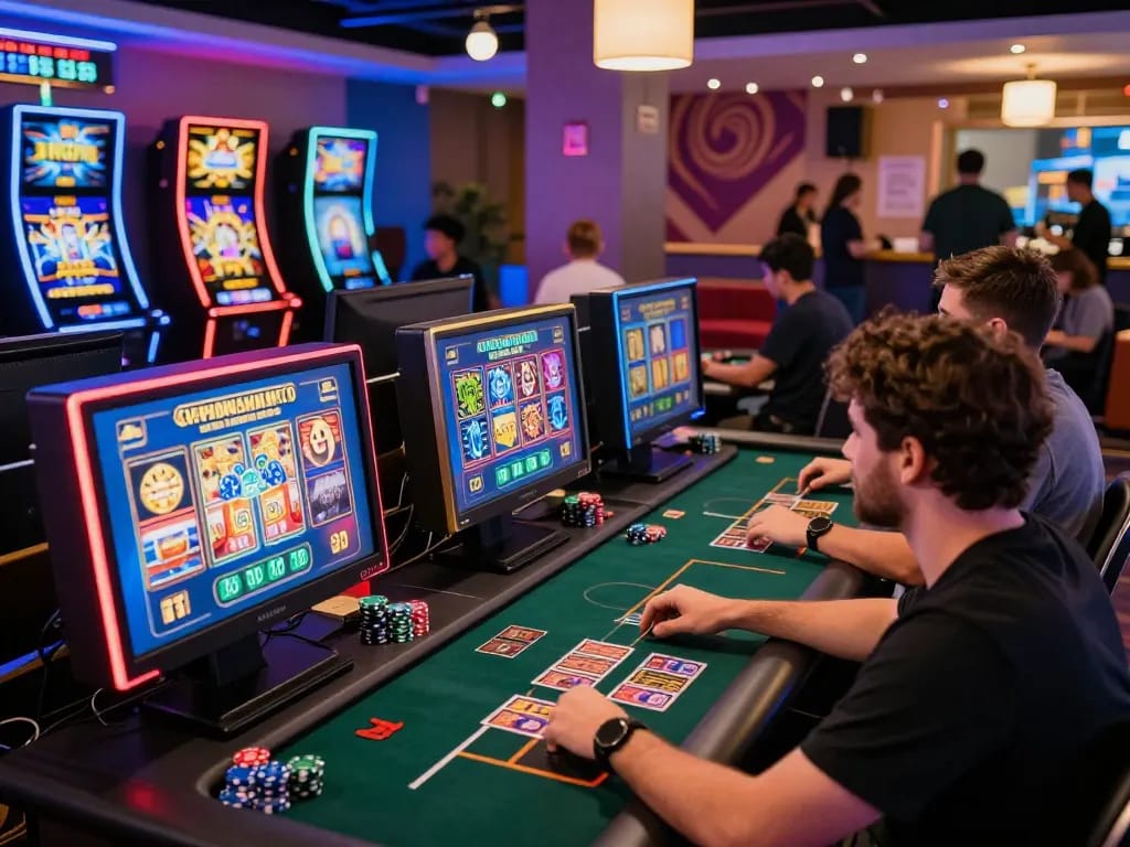 Exciting online gaming environment featuring ligasedayu players engaged in vibrant slot games and live dealer tables.