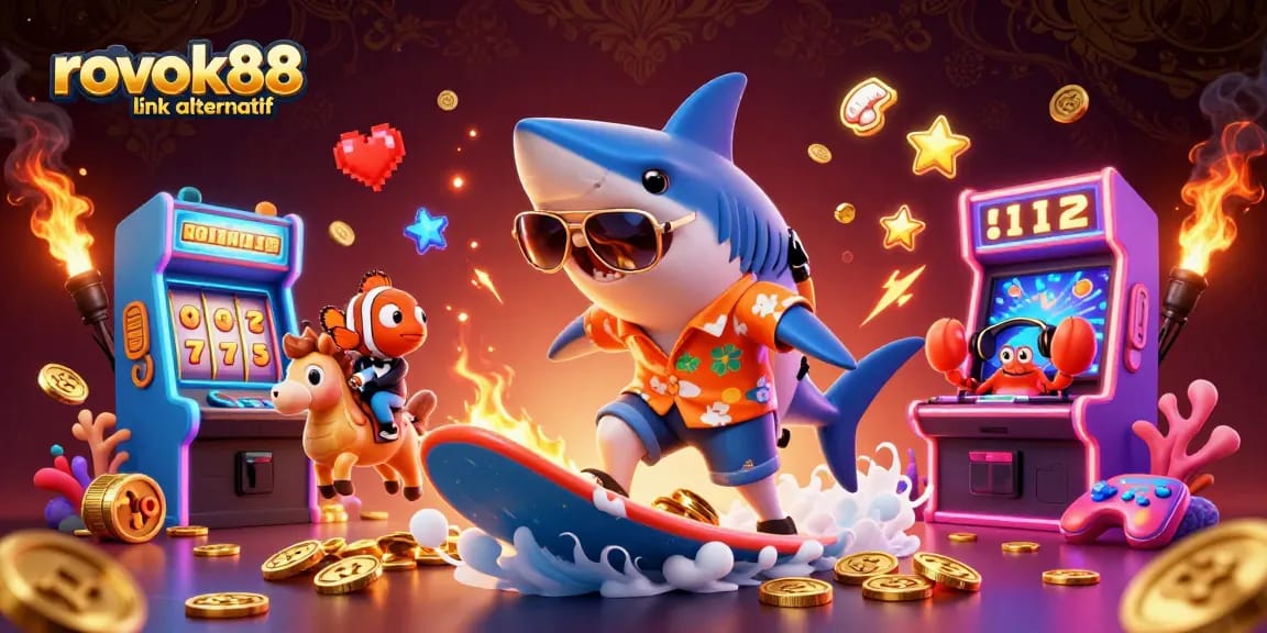 Engage with the vibrant world of rokok88 link alternatif, showcasing colorful gaming characters and dynamic casino elements.