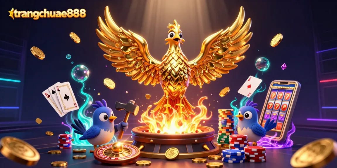 Experience thrilling gameplay at trangchuae888 with golden phoenix and dynamic casino elements.