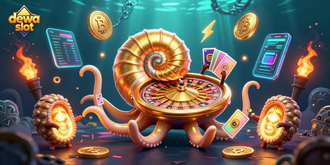 Spin the dewa slot and win with the ancient nautilus holding golden cards.