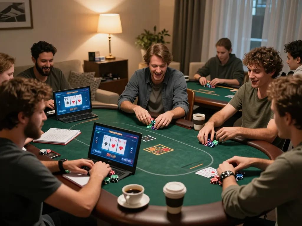 Players engaging in online poker at home with 789clubgo, showcasing strategy and enjoyment.