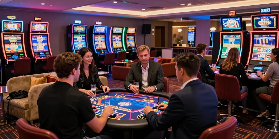 Players enjoying engaging games in a vibrant casino non aams sicuri environment with bright lights and modern decor.