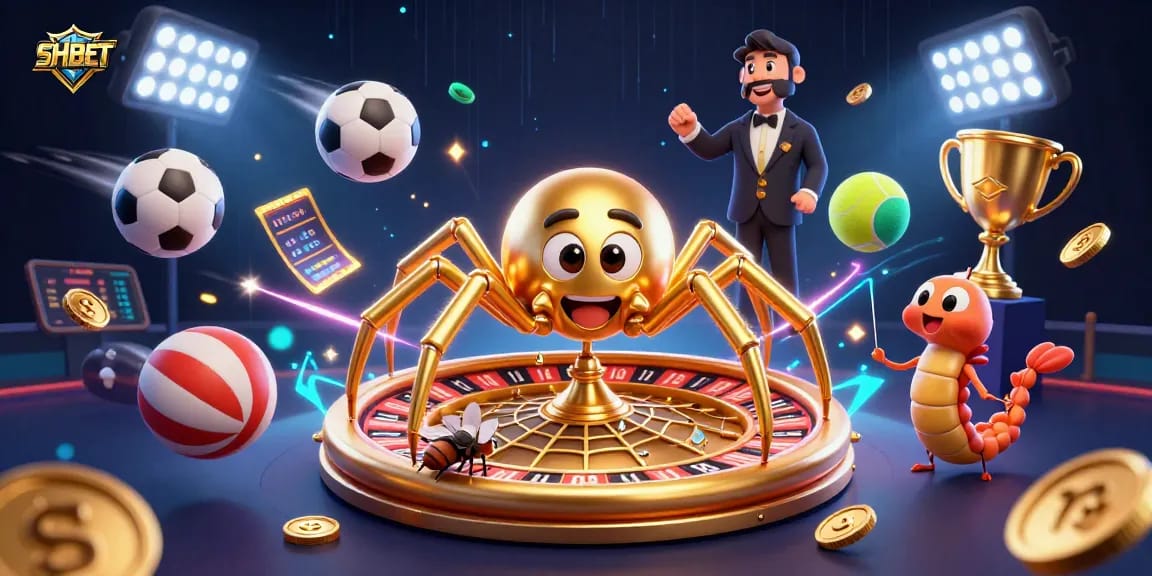 Experience thrilling bets at SHBET with a vivid roulette wheel scene featuring dynamic casino elements.