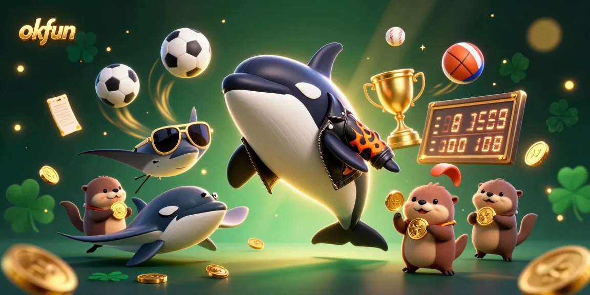 Experience thrilling excitement at okfun with animated sea characters celebrating casino wins amidst vibrant game elements.