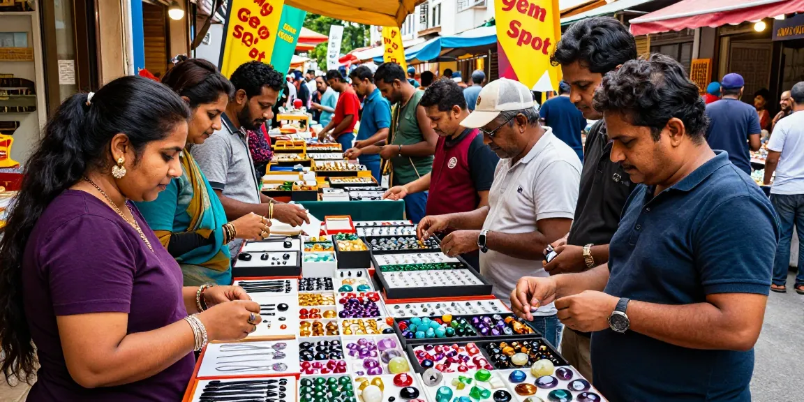Discover top-quality gemstones at https://www.mygemspot.com's vibrant market scene, where diverse merchants showcase exquisite pieces.
