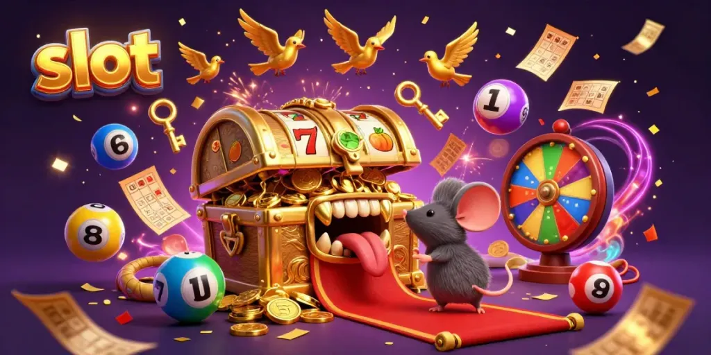 Engaging illustration showcasing slot gaming elements with captivating characters offering rich rewards for players.
