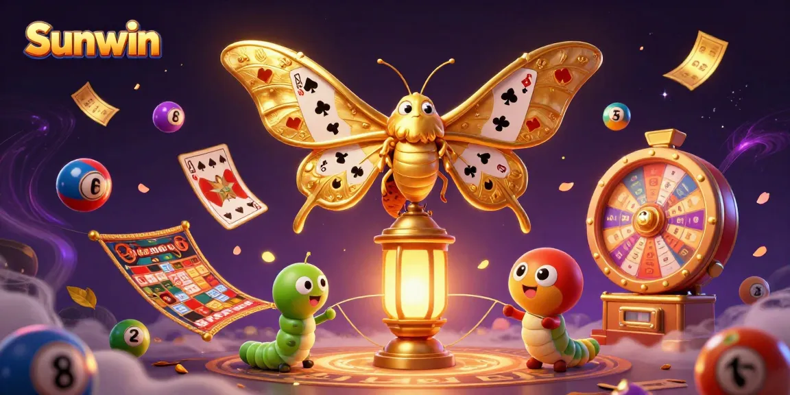 Experience the thrilling world of Sunwin as the golden atlas moth and casino elements come alive.