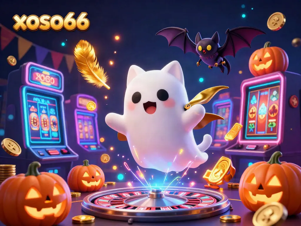 Experience exciting gameplay with xoso66's animated ghost characters and vibrant casino elements.