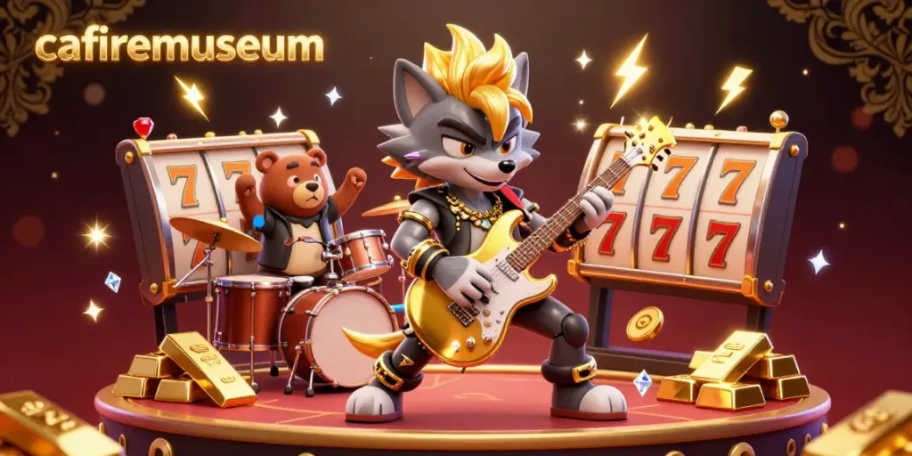 Engage with cafiremuseum's vibrant online casino experience, featuring a rock star wolf and dynamic gaming elements.