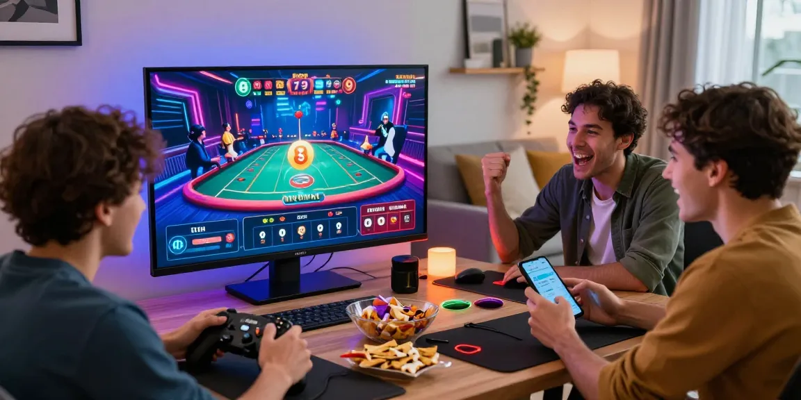 Exciting group gaming experience on 79club with friends celebrating a live casino win.