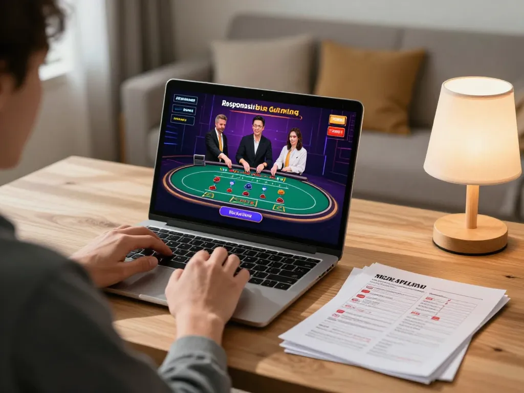 Enjoying an online casino game at home with 789WIN, showcasing a live dealer experience.