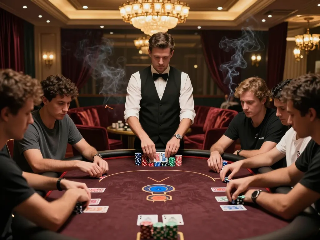 Engaging LGO GOAL poker gameplay at an upscale casino with players strategizing.