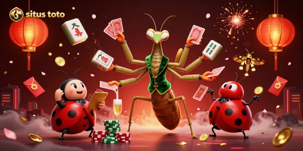 Memenangkan hadiah di situs toto sambil memainkan Mahjong dengan suasana meriah dan lampion tradisional.