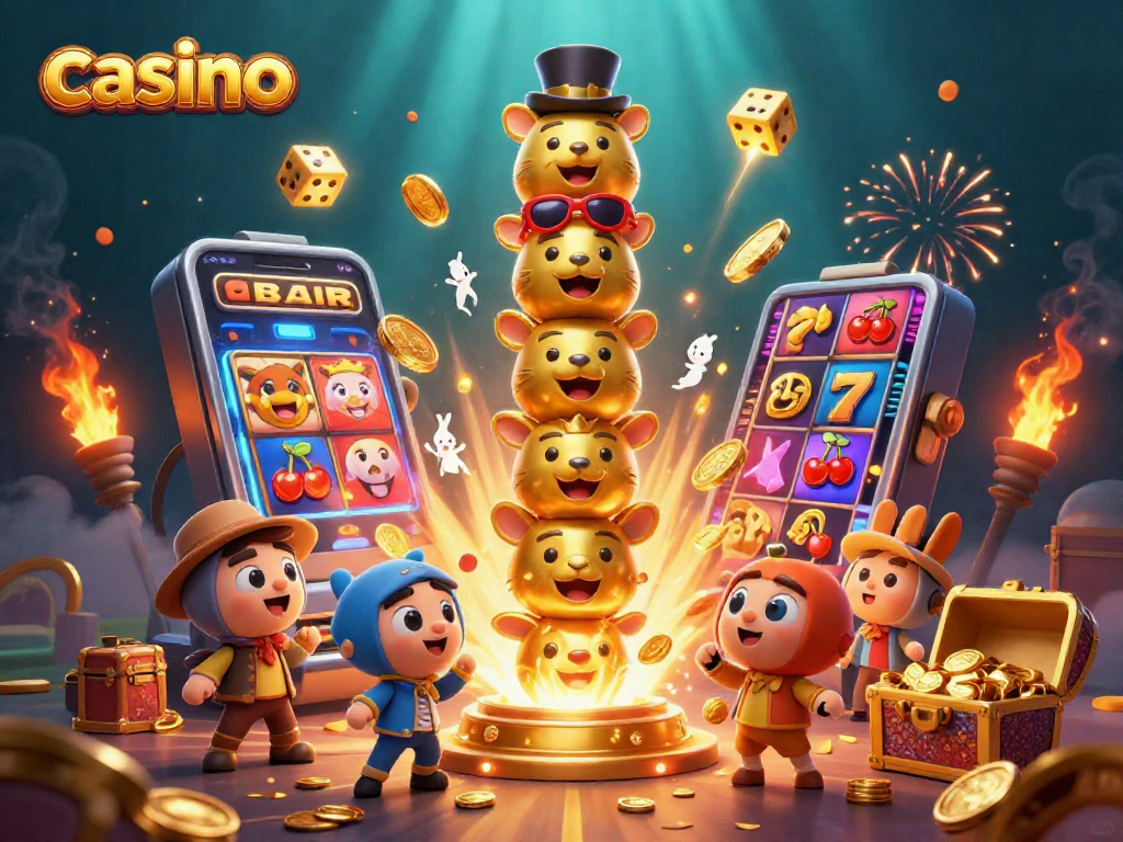 Explore exciting casino games with vibrant slot machines and golden totem characters.