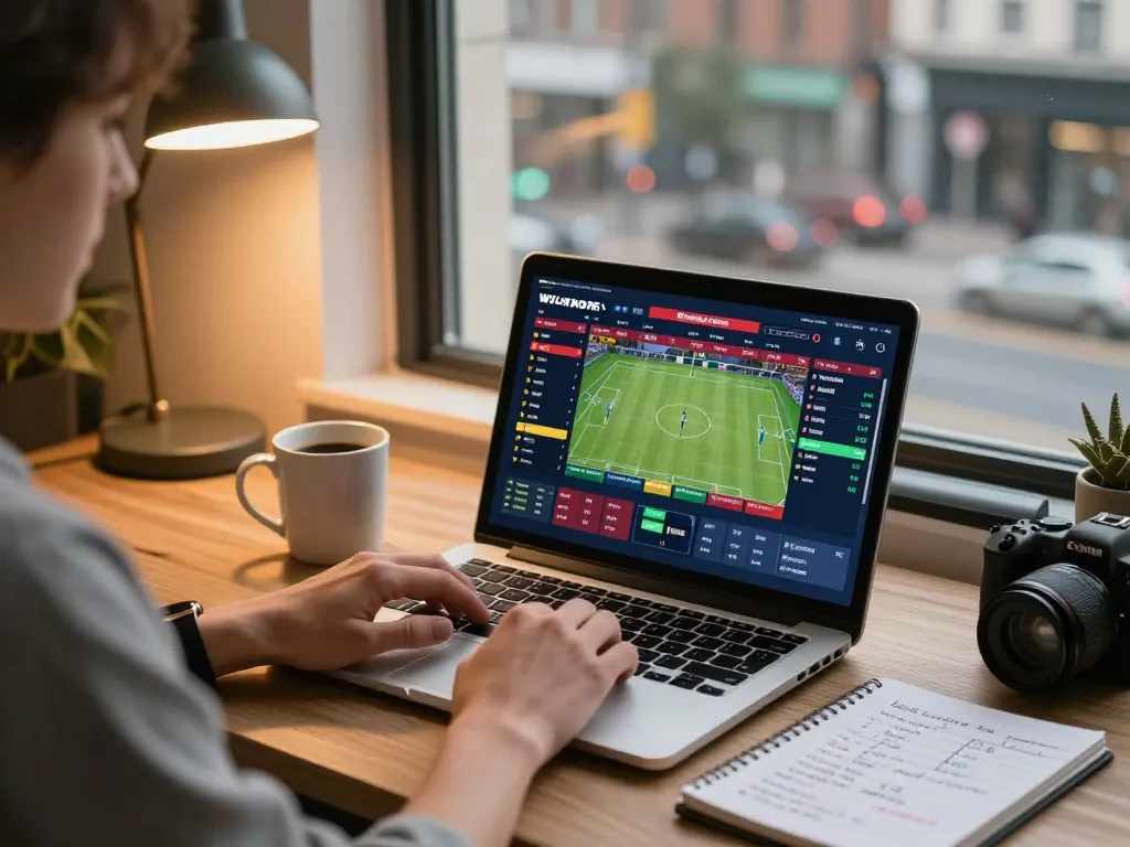Person engaging in online sports betting at home, exploring odds on xx88 platform.