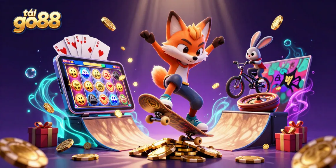Engage in thrilling gambling action with tải go88 in this vibrant 3D cartoon scene.