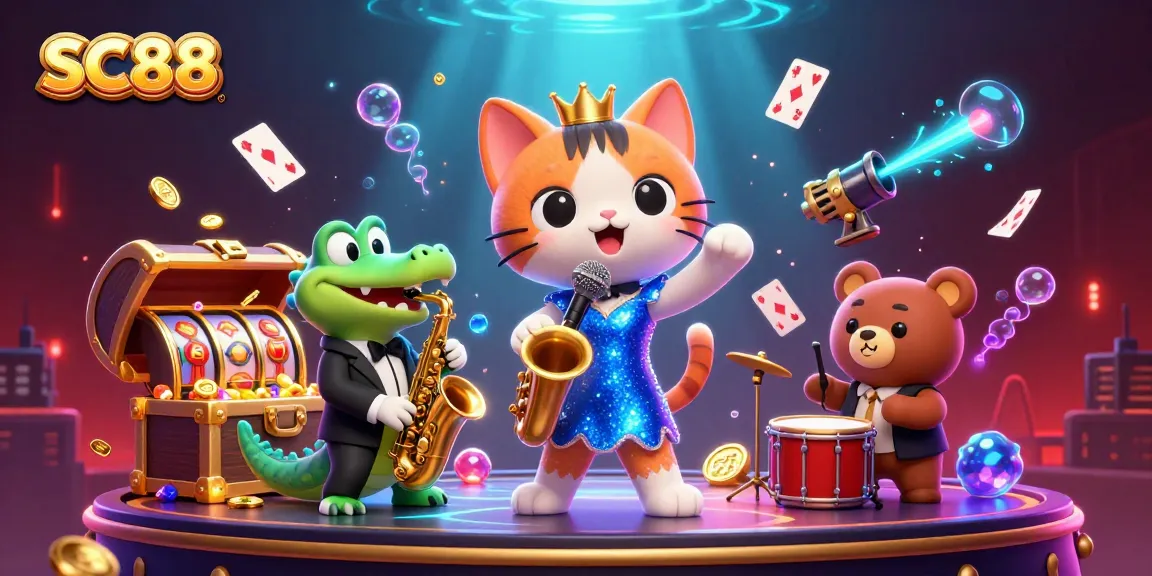 Engage with SC88's vibrant 3D casino scene featuring fun characters and exciting gaming elements!