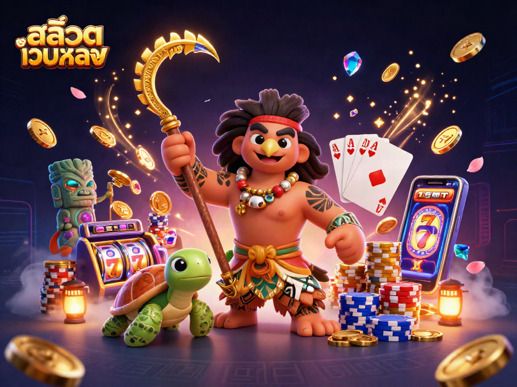 Spin the reels for rich rewards at สล็อตเว็บตรง, highlighting a vibrant 3D casino illustration.