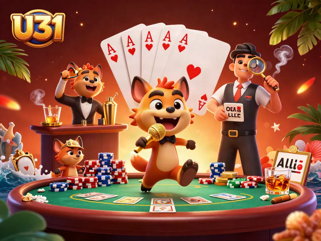 Engage in thrilling U31 casino adventures with hyenas in colorful, vibrant casino scene.