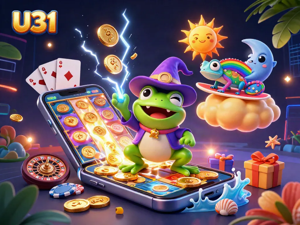Win big at U31 with immersive gaming and stunning visuals in a vibrant casino scene.
