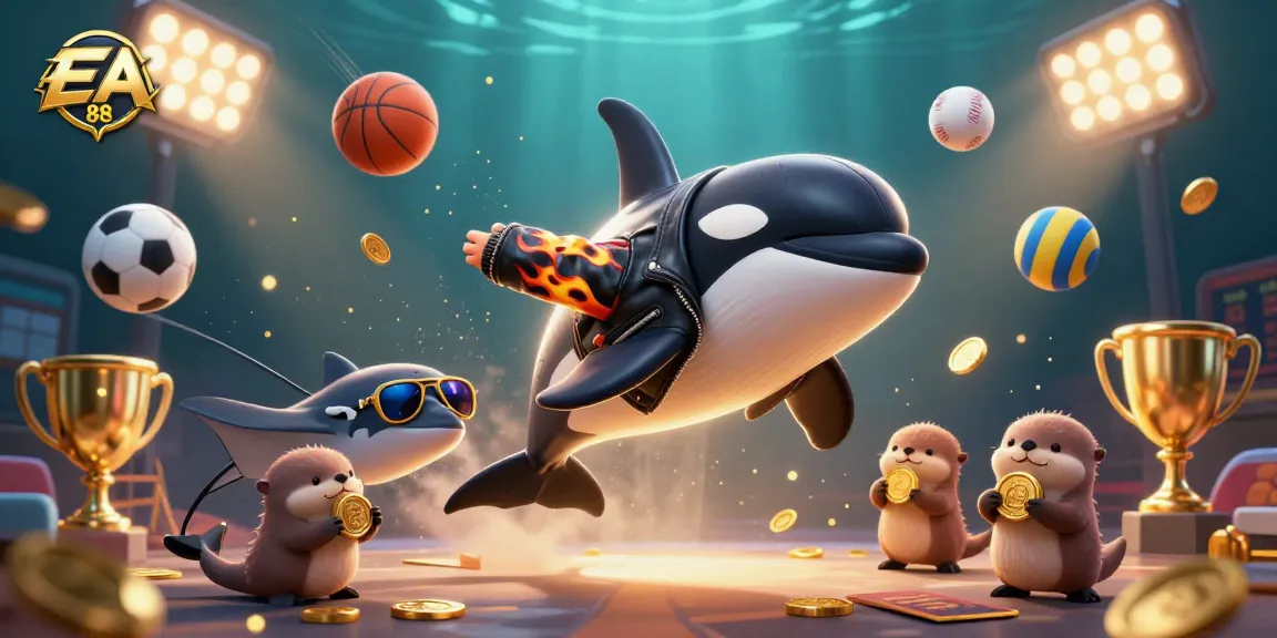 Join the action at EA88 with exciting games and big wins amid golden treasures and sports themes.