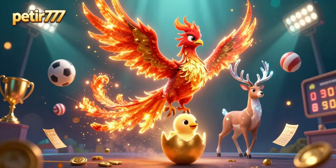 Experience thrilling wins with petir777, featuring a majestic phoenix and vibrant casino elements.
