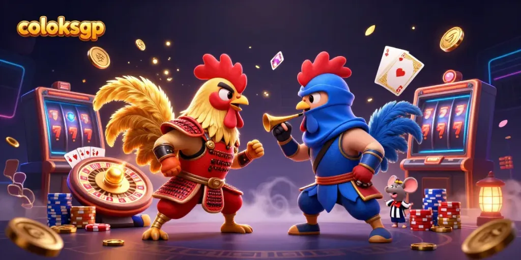 Coloksgp menghadirkan laga seru ayam jantan bertarung di arena dengan suasana penuh gemerlap kasino.