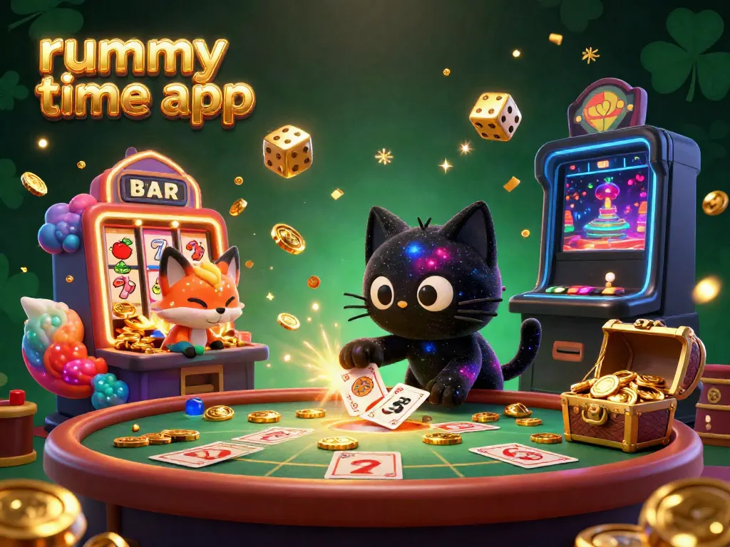 Engage with the rummy time app at a lively cosmic casino table, experiencing thrilling gameplay.
