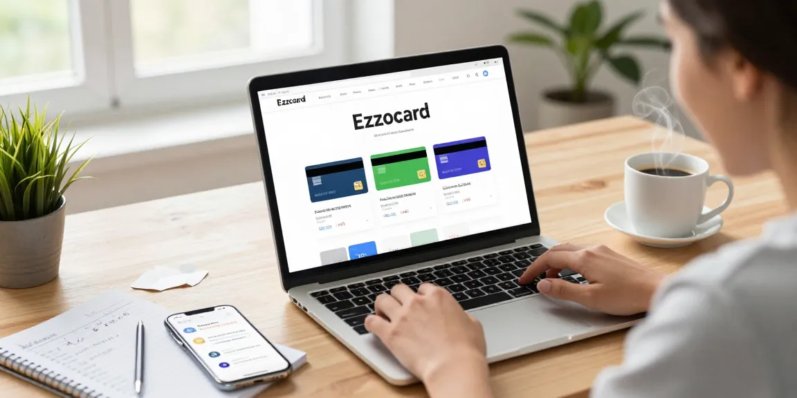 Ezzocard user purchasing a virtual prepaid card online in a bright home office.