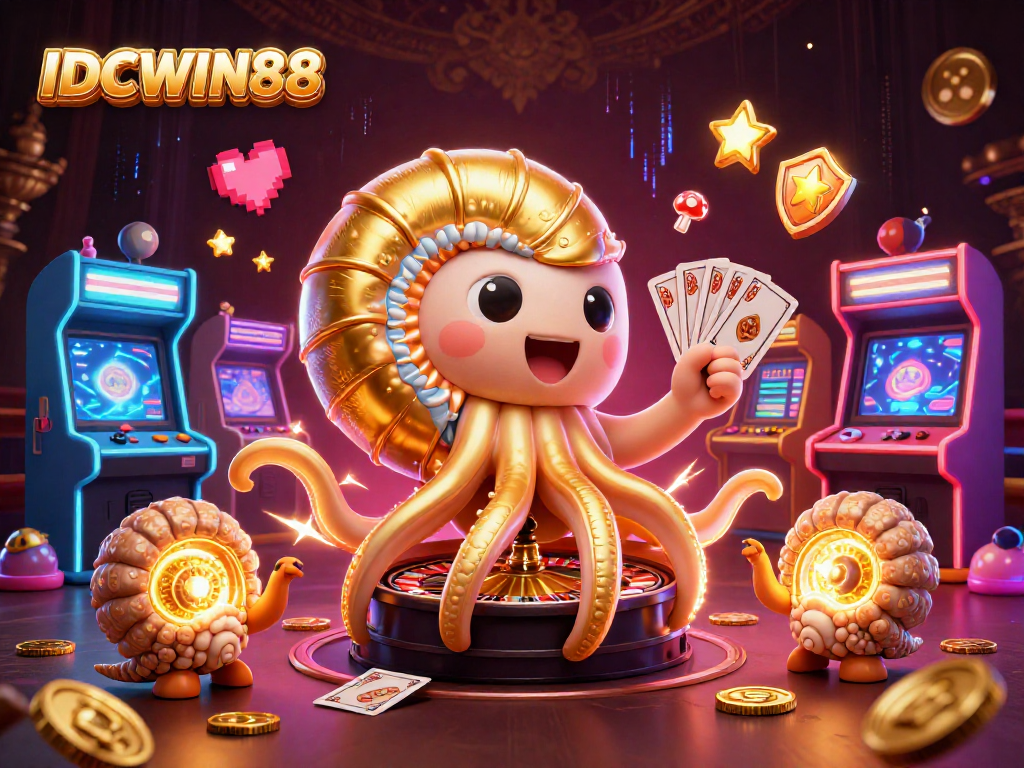 Experience thrilling gameplay with IDCWIN88 amidst a vibrant casino adventure featuring a giant nautilus.