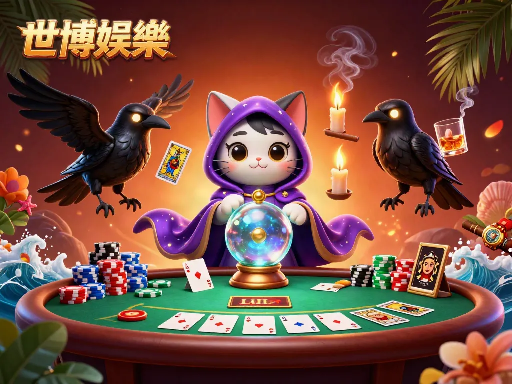 在世博娛樂手中，獲得刺激的撲克遊戲體驗，色彩豐富的堆疊籌碼與神秘的角色共舞。