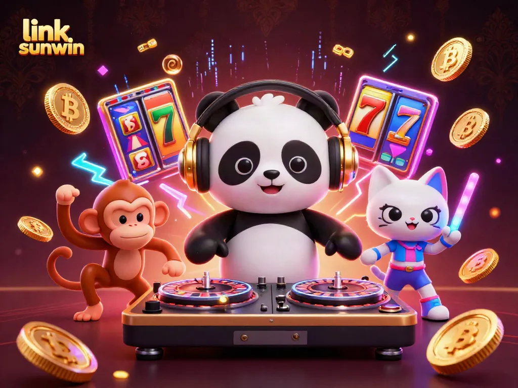 Engage in the immersive link sunwin experience depicted in an electrifying 3D casino scene.