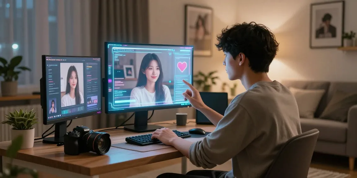 Engaging with an AI gf in a high-tech urban setting, showcasing modern virtual relationships in 2026.