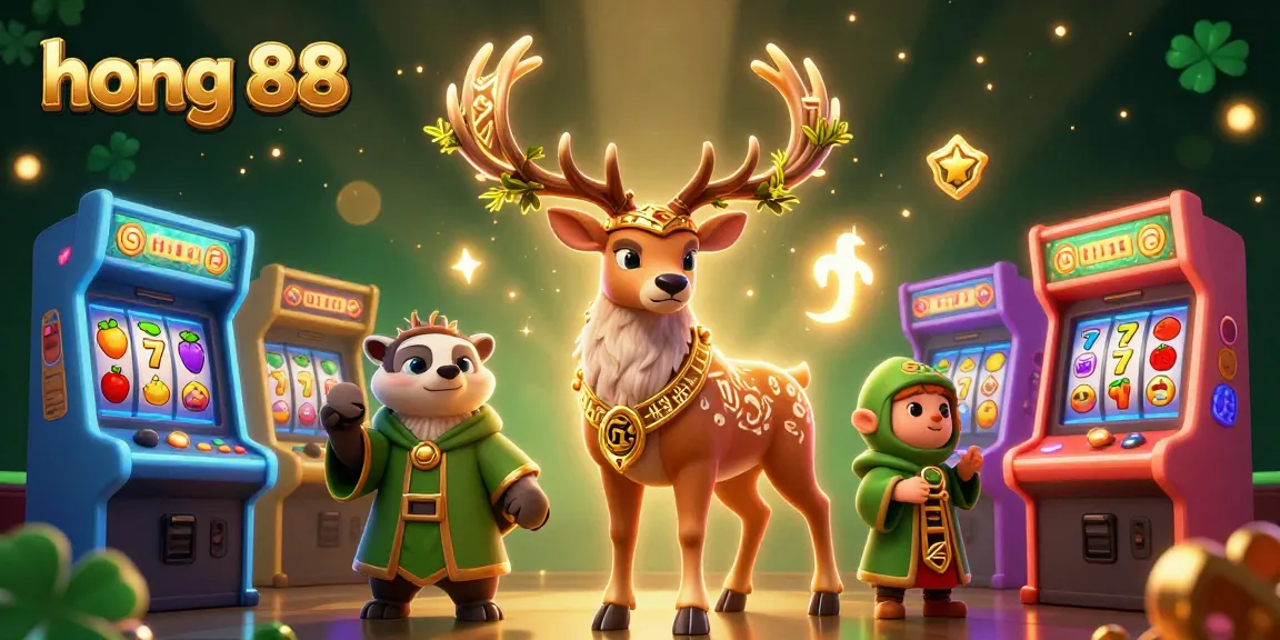 Play exciting games at hong 88, featuring a lively casino atmosphere with vibrant characters and elements.