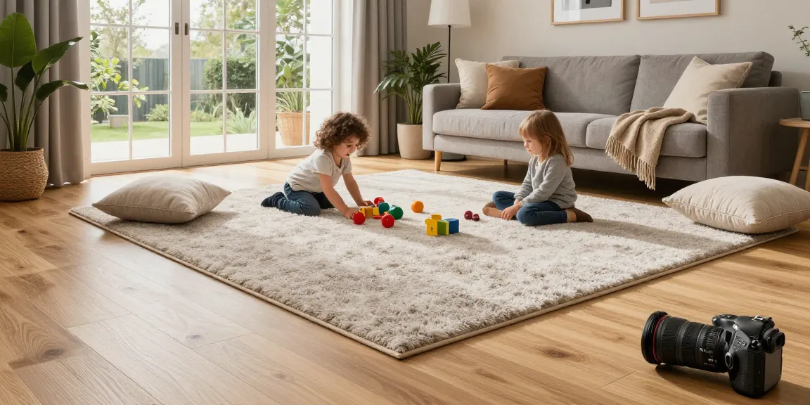 Best acoustic flooring for UK homes showcased in a cozy living room with family enjoying peaceful ambiance.