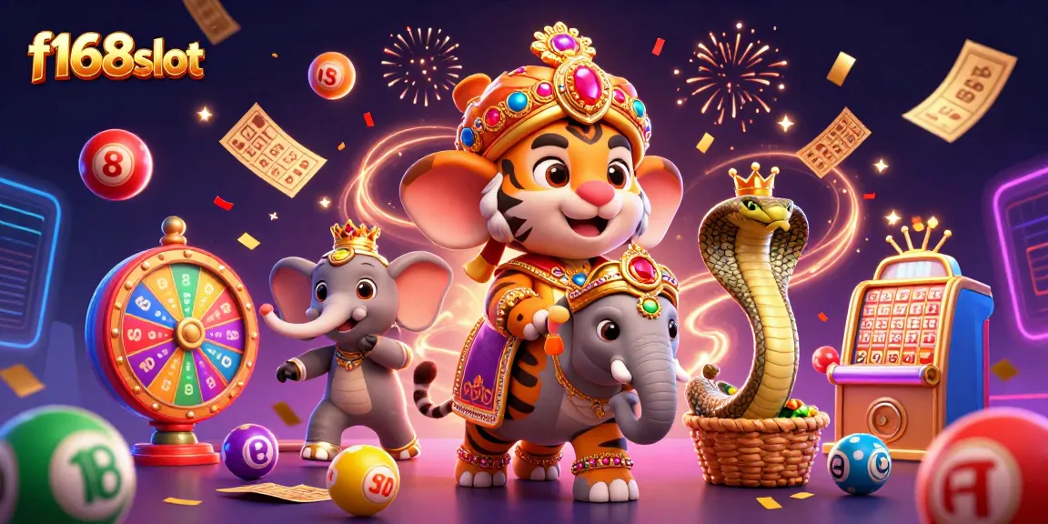 Experience the excitement of f168slot with vibrant game elements in a rich dynamic scene.