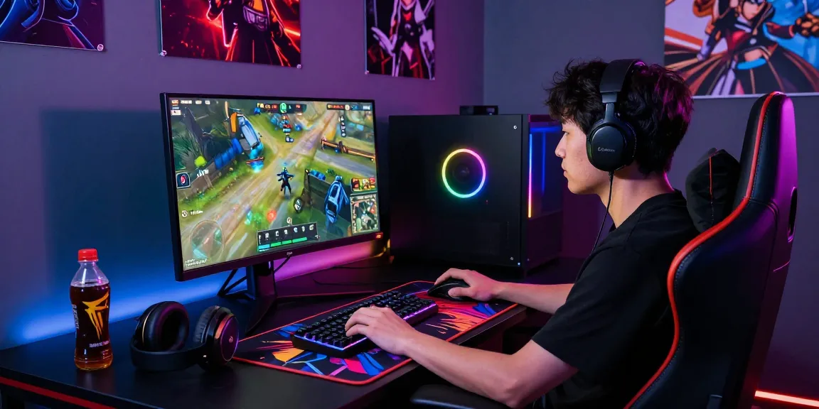 Online gaming setup showcasing sunwin gameplay with vibrant RGB lighting.