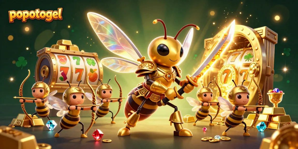 Engage in popotogel with this vibrant casino scene filled with treasures and thrilling slot elements.