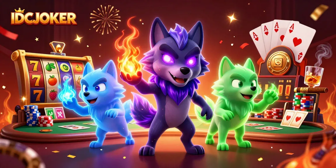 Engage with IDCJOKER's vibrant slot action featuring ghostly wolves and jackpot symbols.