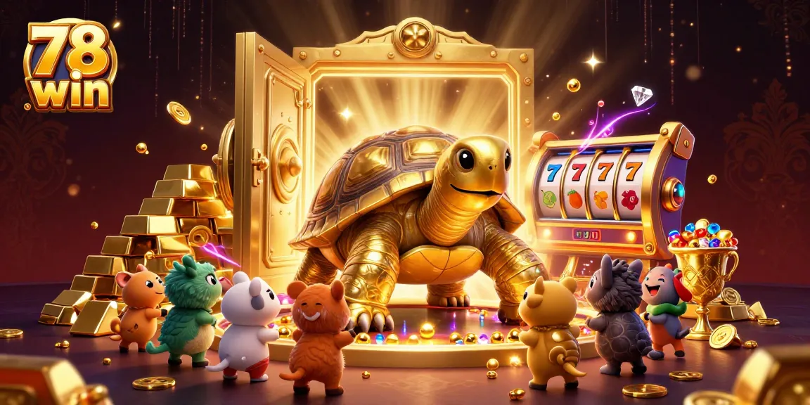 Experience excitement at 78 win's vibrant casino scene with a colossal pinball tortoise.