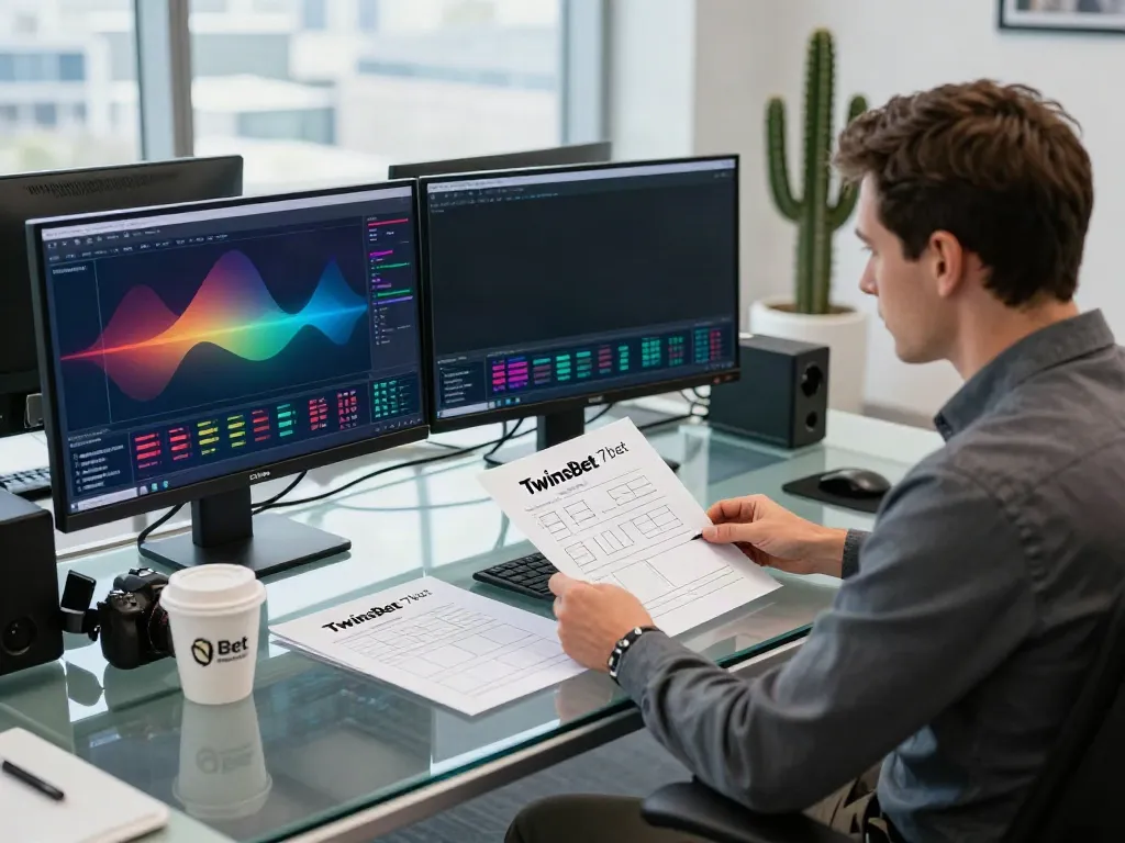 Analyst comparing Twinsbet and 7bet with LPT licensed operators guide in modern office.