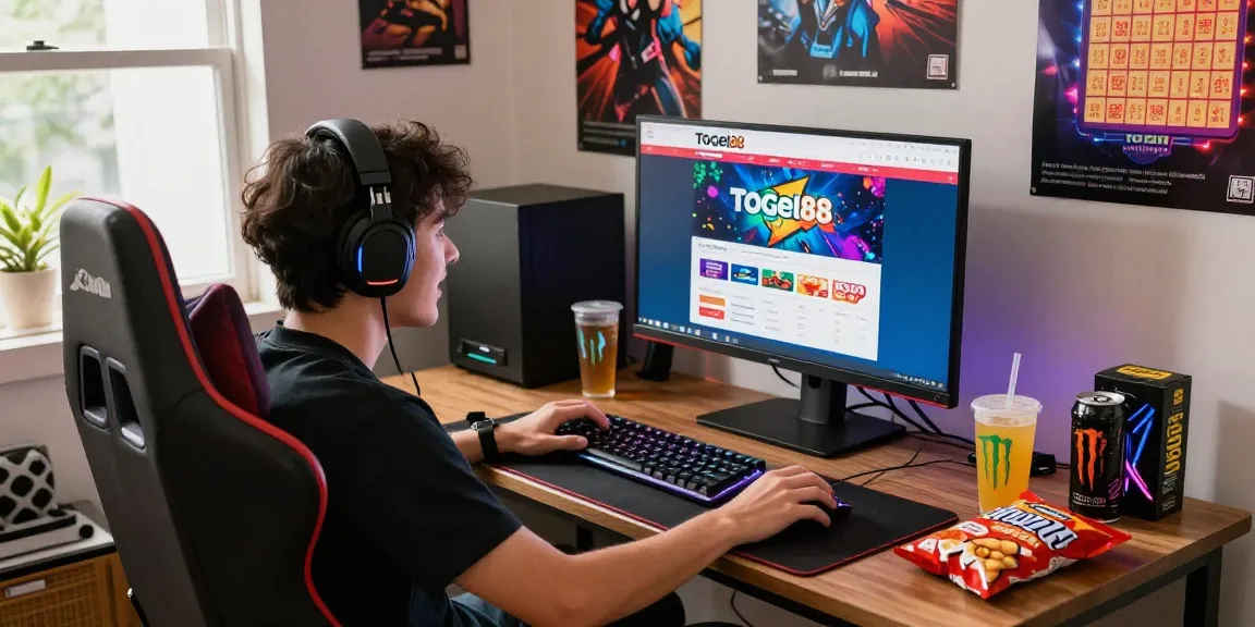 Togel88 Rtp Terbaru gaming setup with player engaged in online togel action
