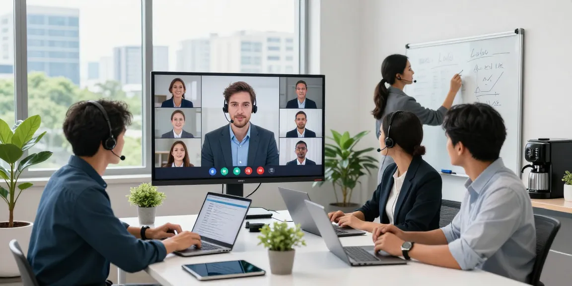 Collaborative team discussing it support for small businesses in a modern office