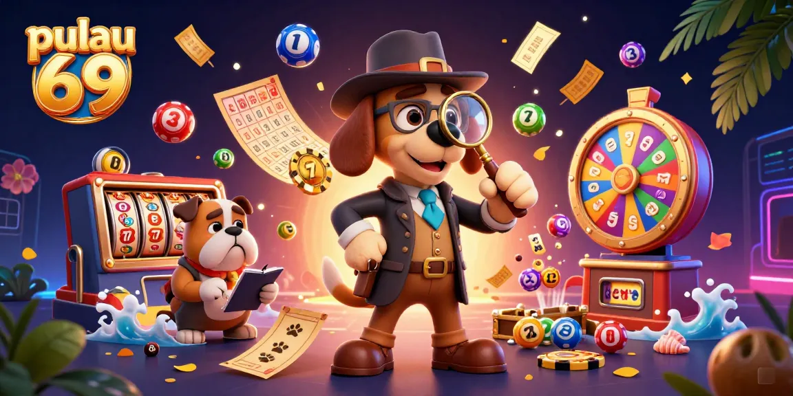 Experience pulau 69 treasures with a detective cartoon bloodhound enjoying vibrant casino games