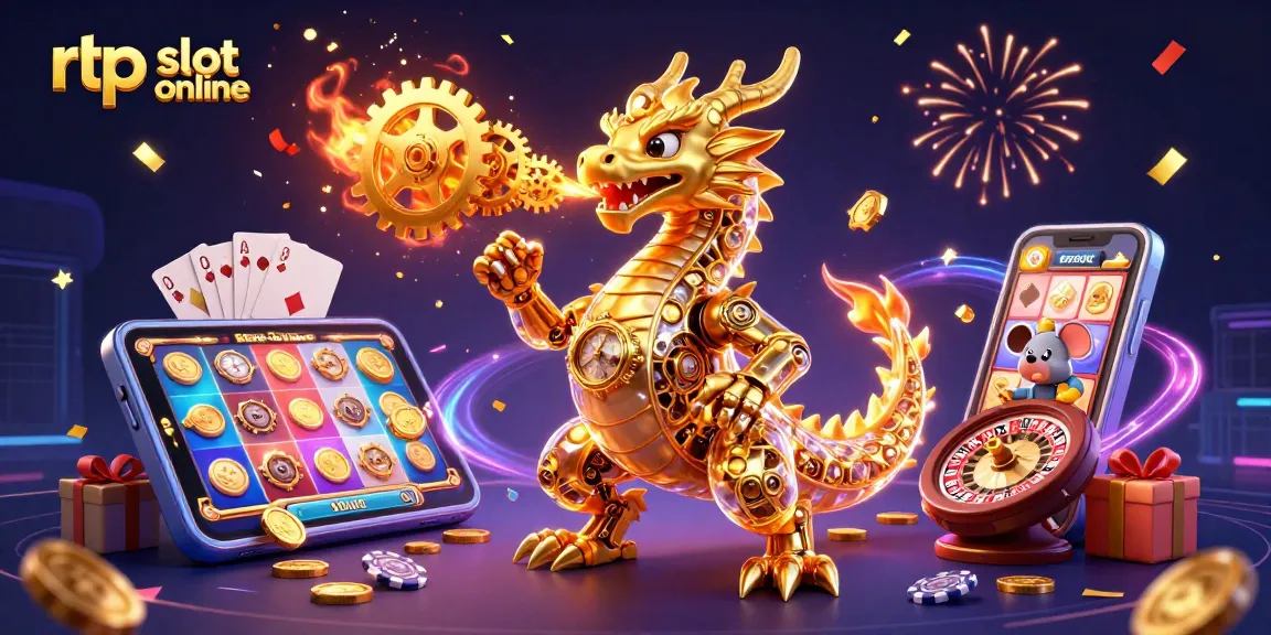 Experience the magic of rtp slot online with vibrant 3D casino elements and a golden dragon!