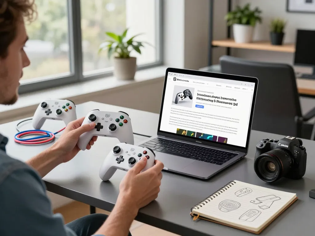 Showcasing unique tech gadgets in a modern workspace with innovative devices on the desk